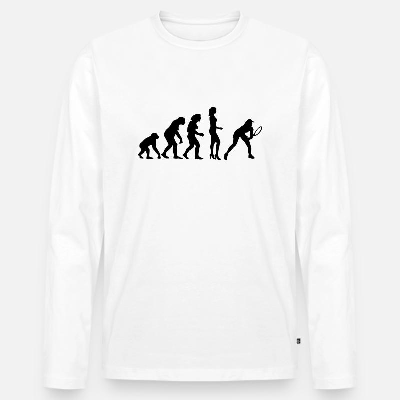 evolution_female_tennis_a_1c - Männer Premium Bio Langarmshirt - Weiß