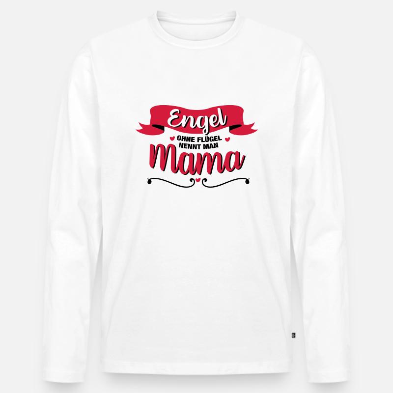 Engel Mama - Männer Premium Bio Langarmshirt - Weiß