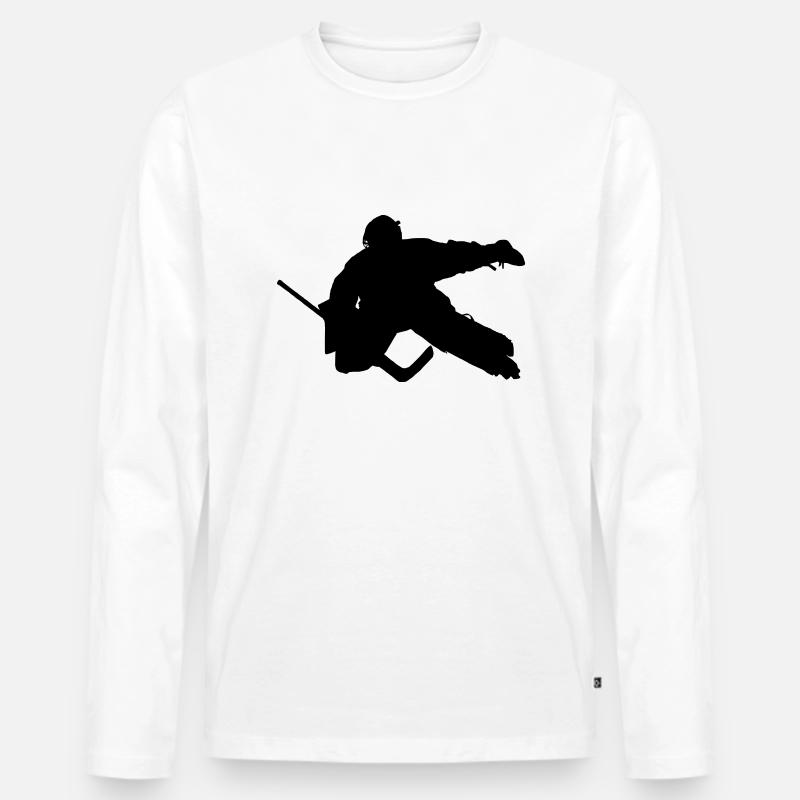 hockeygoali - Männer Premium Bio Langarmshirt - Weiß