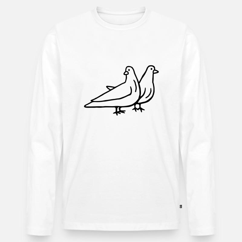 2 Tauben - Männer Premium Bio Langarmshirt - Weiß