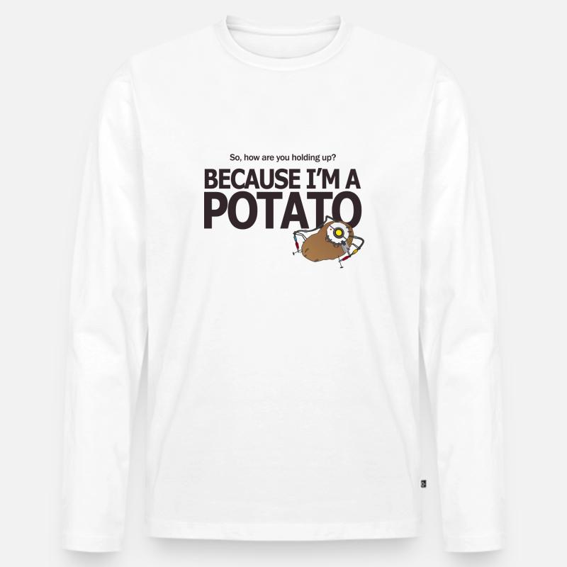 Hello Potato - Männer Premium Bio Langarmshirt - Weiß
