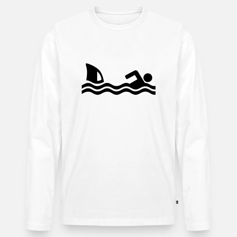 Hai - Männer Premium Bio Langarmshirt - Weiß