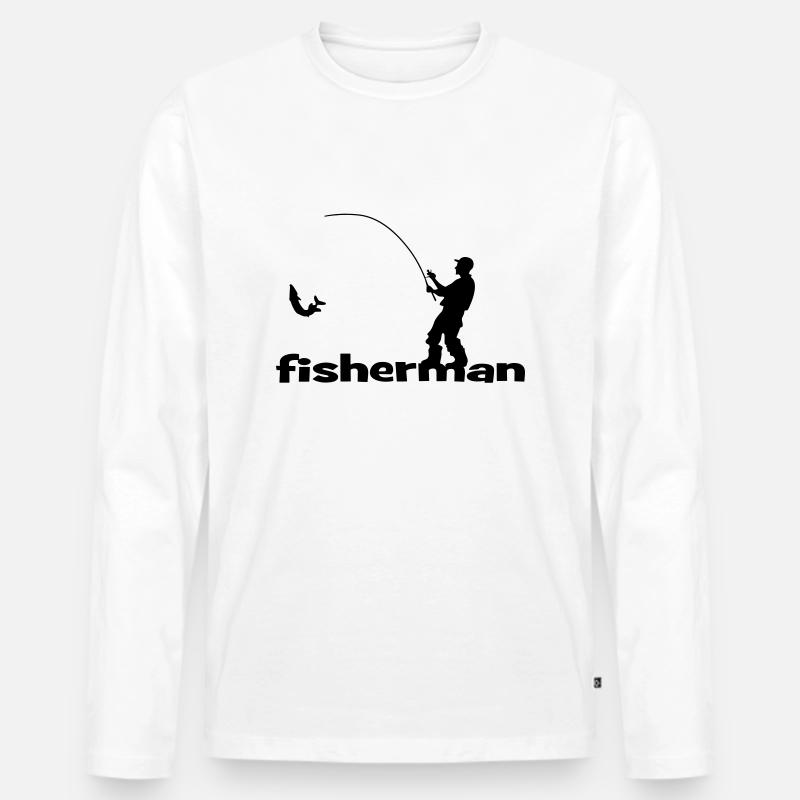 Fisherman - Männer Premium Bio Langarmshirt - Weiß