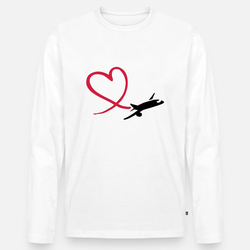 Flugzeug - Männer Premium Bio Langarmshirt - Weiß