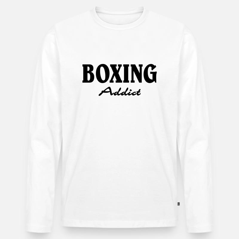 Boxing Addict - Männer Premium Bio Langarmshirt - Weiß