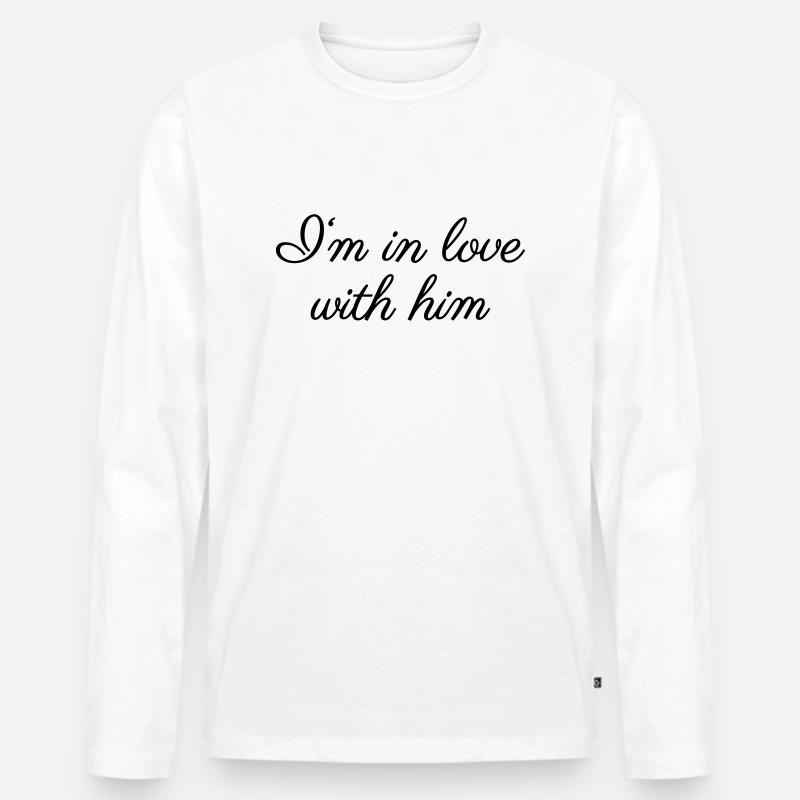 In love with him - Männer Premium Bio Langarmshirt - Weiß