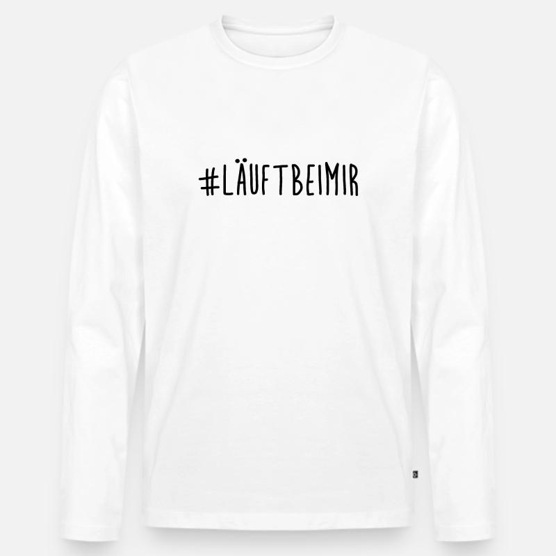 # läuft bei mir - Running - Jogging - Sport - Männer Premium Bio Langarmshirt - Weiß