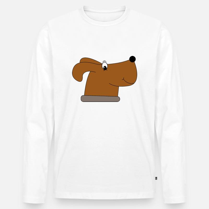 Hund - Männer Premium Bio Langarmshirt - Weiß