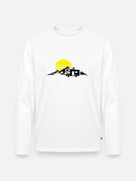 Freizeit - Wohnmobil Berge - Männer Premium Bio Langarmshirt - Weiß