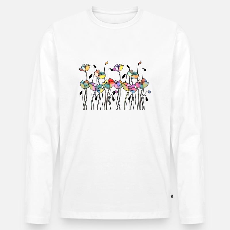 Blumen - Männer Premium Bio Langarmshirt - Weiß