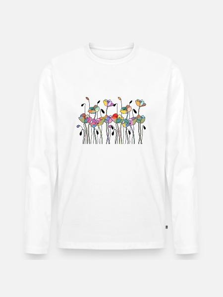 Flowers - Men's Premium Organic Long Sleeve Shirt - white