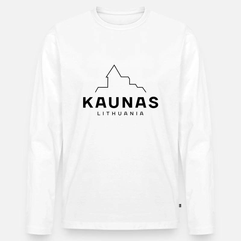 Kaunas– Litauen - Männer Premium Bio Langarmshirt - Weiß