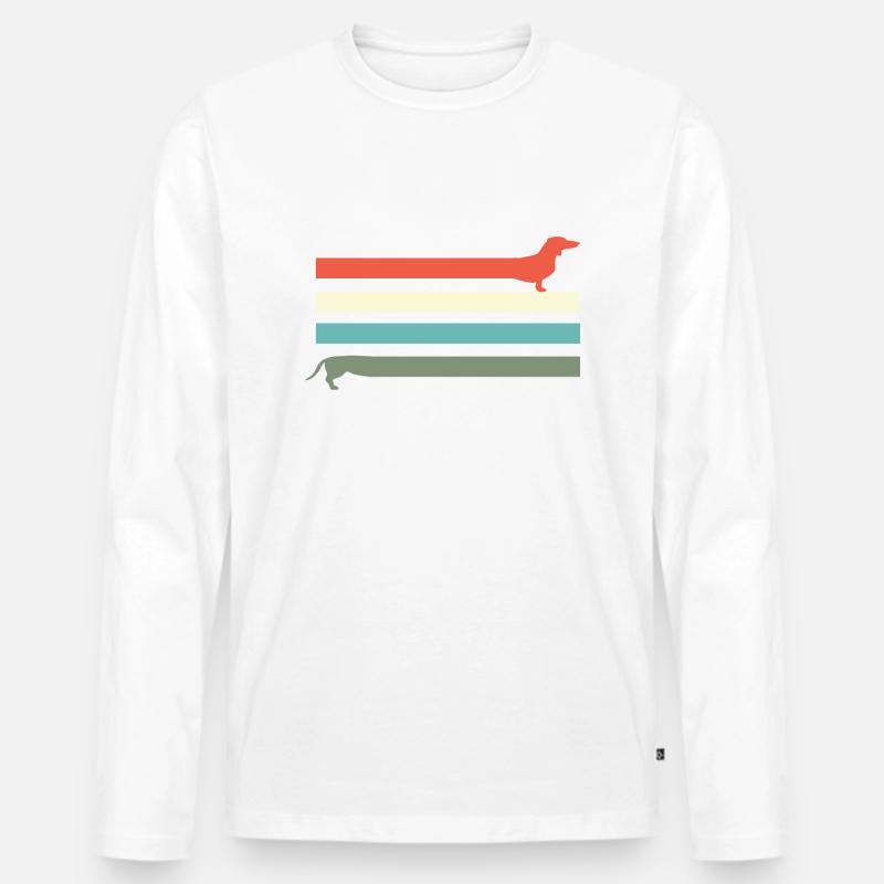 Dackel Dachshund Geschenke Retro - Männer Premium Bio Langarmshirt - Weiß