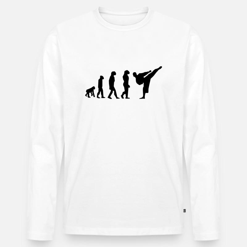 Karate Evolution - Männer Premium Bio Langarmshirt - Weiß