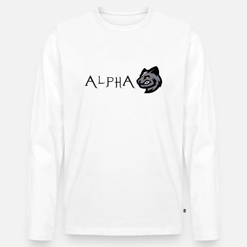 Wolf Wolf Alpha - Männer Premium Bio Langarmshirt - Weiß