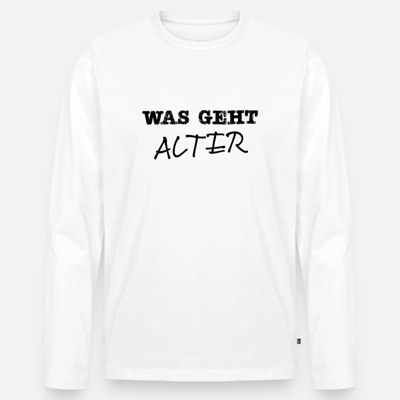 Was geht Alter - Männer Premium Bio Langarmshirt - Weiß