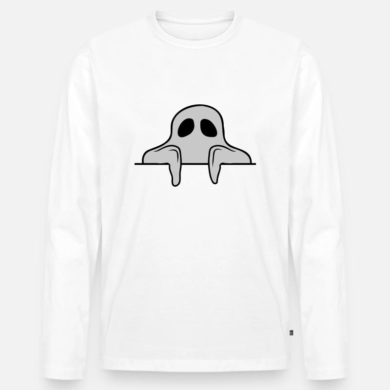 Geist hinter Mauer Comic - Männer Premium Bio Langarmshirt - Weiß