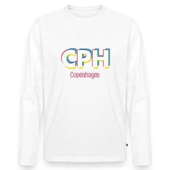 Copenhague - CPH - Copenhague - Dänemark - Danemark - T-shirt manches longues Premium bio Homme - blanc - Devant - Nico (187cm)