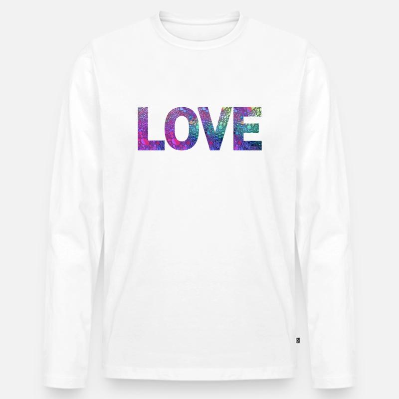 Liebe - Männer Premium Bio Langarmshirt - Weiß