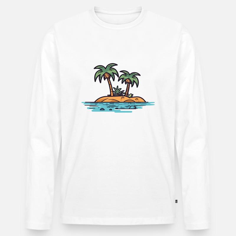 Palmeninsel - Männer Premium Bio Langarmshirt - Weiß