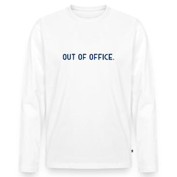absence du bureau - Nicht im Büro - ausserhaus - T-shirt manches longues Premium bio Homme - blanc - Devant - Nico (187cm)