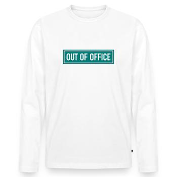 absence du bureau - Nicht im Büro - ausserhaus - T-shirt manches longues Premium bio Homme - blanc - Devant - Nico (187cm)