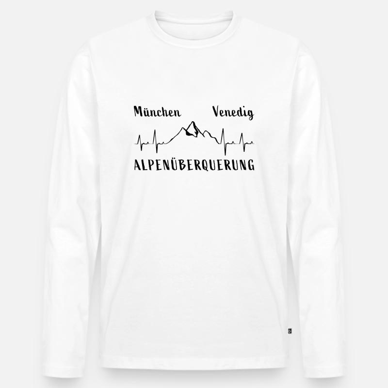 München Venedig Alpenüberquerung Herzschlag Berge - Männer Premium Bio Langarmshirt - Weiß