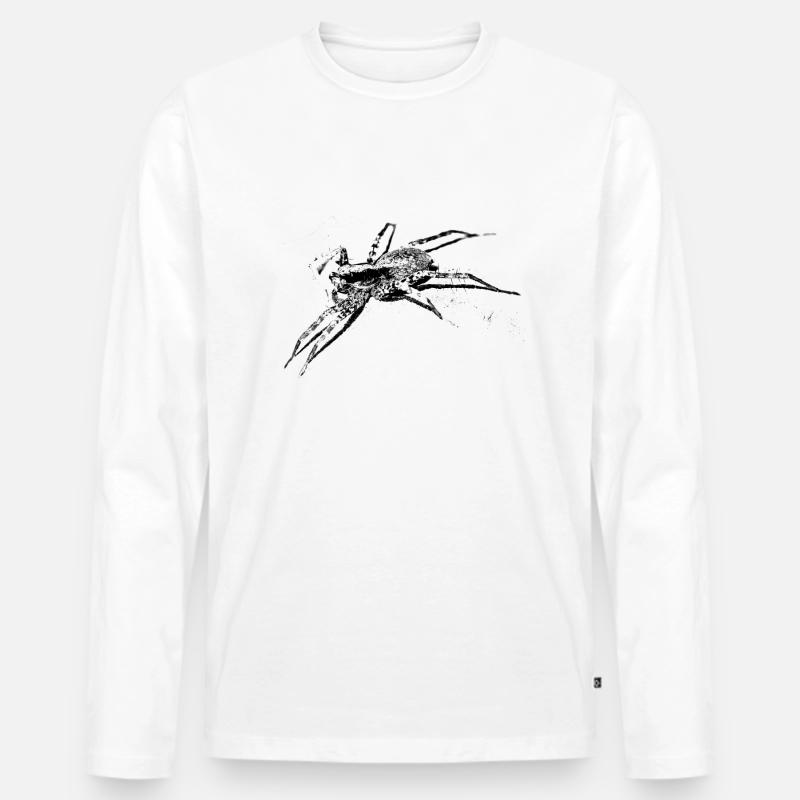 Spinne, A731400 - Männer Premium Bio Langarmshirt - Weiß