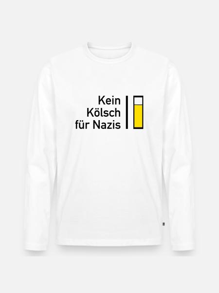 Kein Kösch für Nazis - Männer Premium Bio Langarmshirt - Weiß