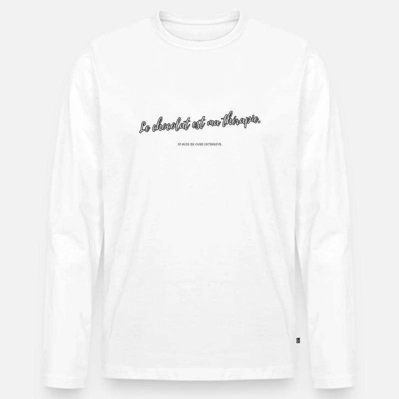 Schokoladen-Therapie - Männer Premium Bio Langarmshirt - Weiß