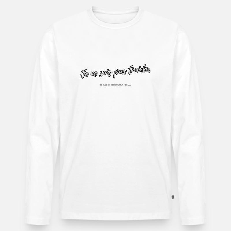 Schüchtern - Männer Premium Bio Langarmshirt - Weiß
