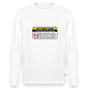 Informationen für Passagiere - Männer Premium Bio Langarmshirt - Weiß - Vorne - Nico (187cm)