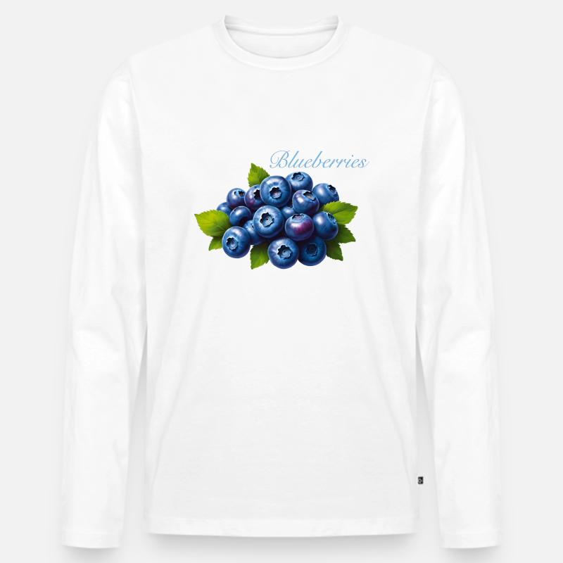 Blueberries - Männer Premium Bio Langarmshirt - Weiß