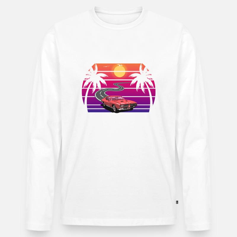 retro sunset - Männer Premium Bio Langarmshirt - Weiß