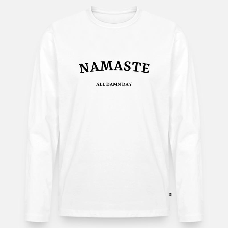 Namaste - Männer Premium Bio Langarmshirt - Weiß
