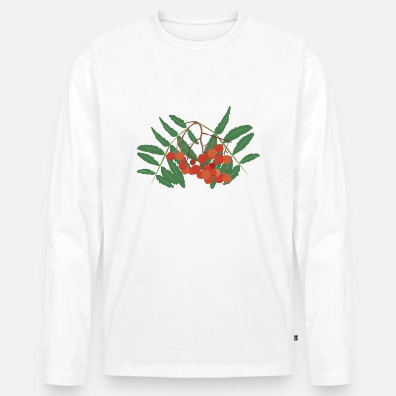 Vogelbeeren - Männer Premium Bio Langarmshirt - Weiß