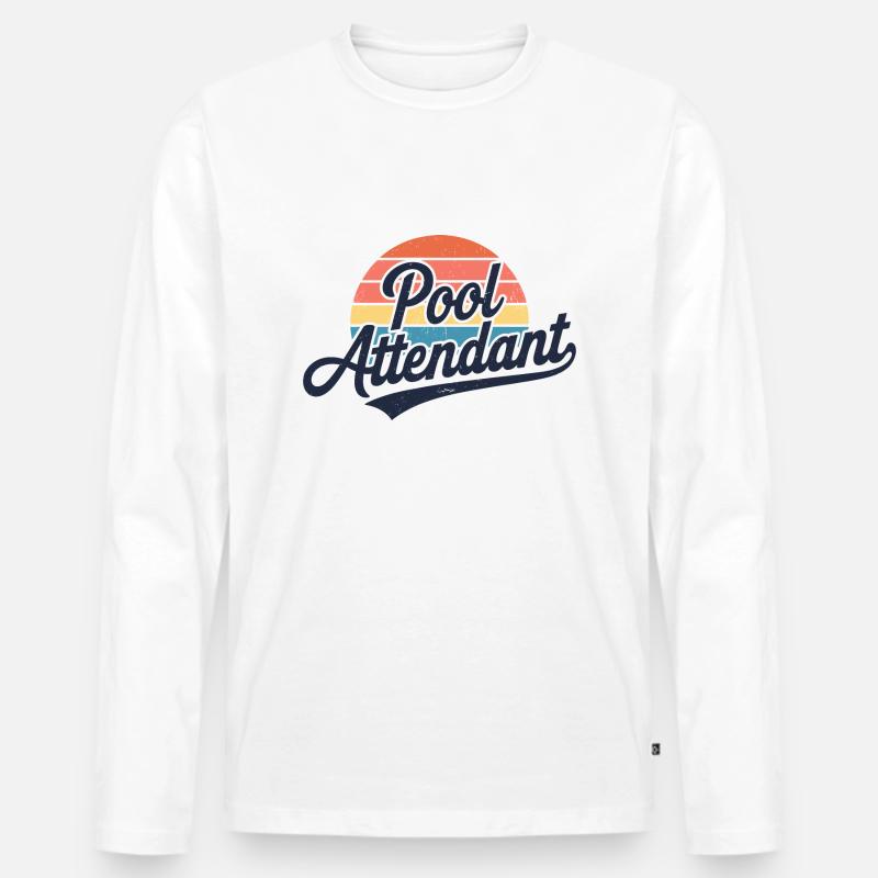 Humor am Pool - Männer Premium Bio Langarmshirt - Weiß