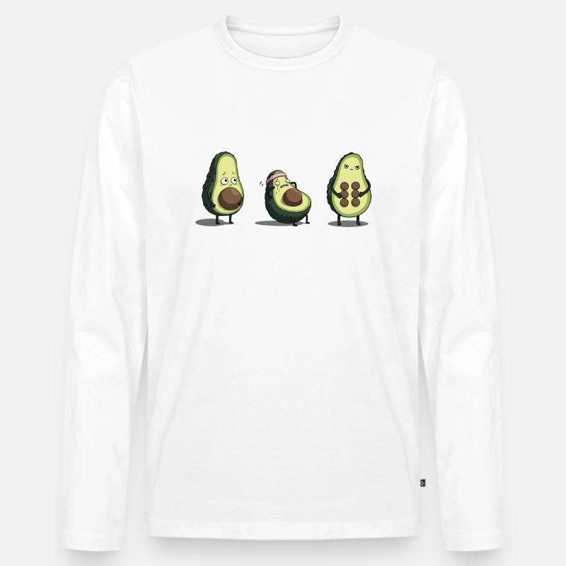 Evolution des Avocado-Körpers - Männer Premium Bio Langarmshirt - Weiß