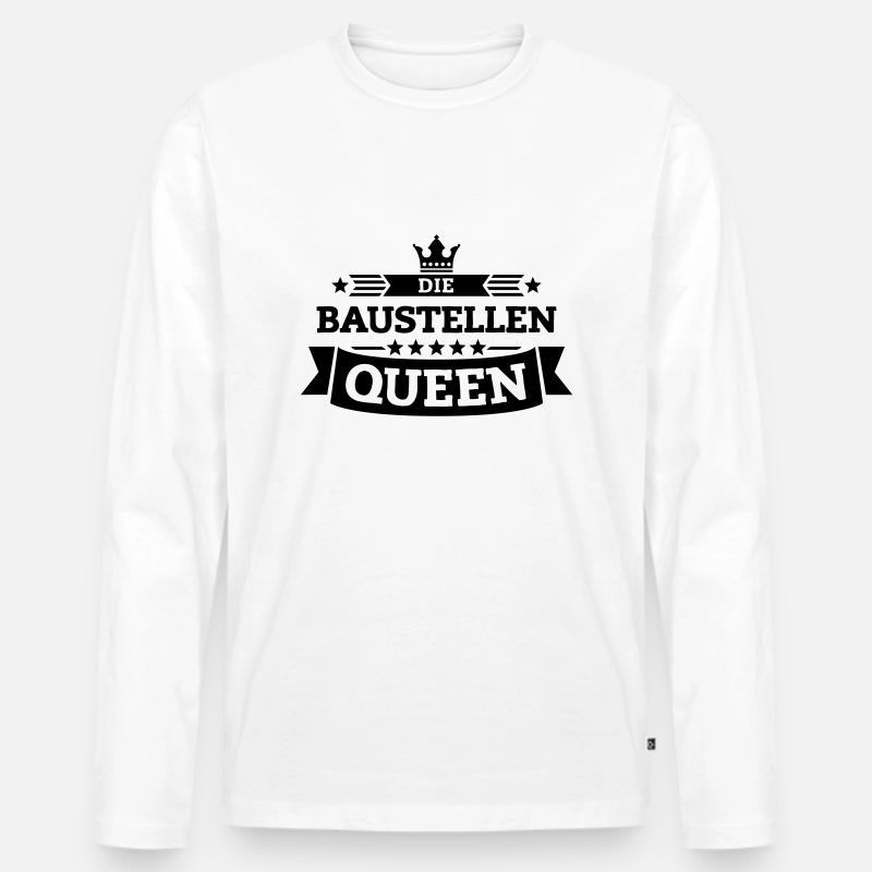 Die Baustellen-Queen - Männer Premium Bio Langarmshirt - Weiß