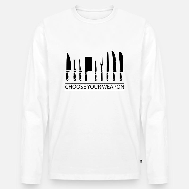 Beruf Koch Messer Geschenk - Männer Premium Bio Langarmshirt - Weiß