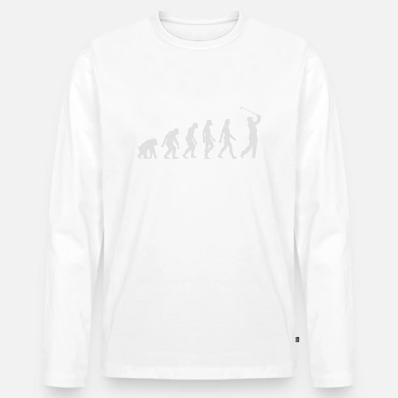 Die Evolution des Golfs - Männer Premium Bio Langarmshirt - Weiß