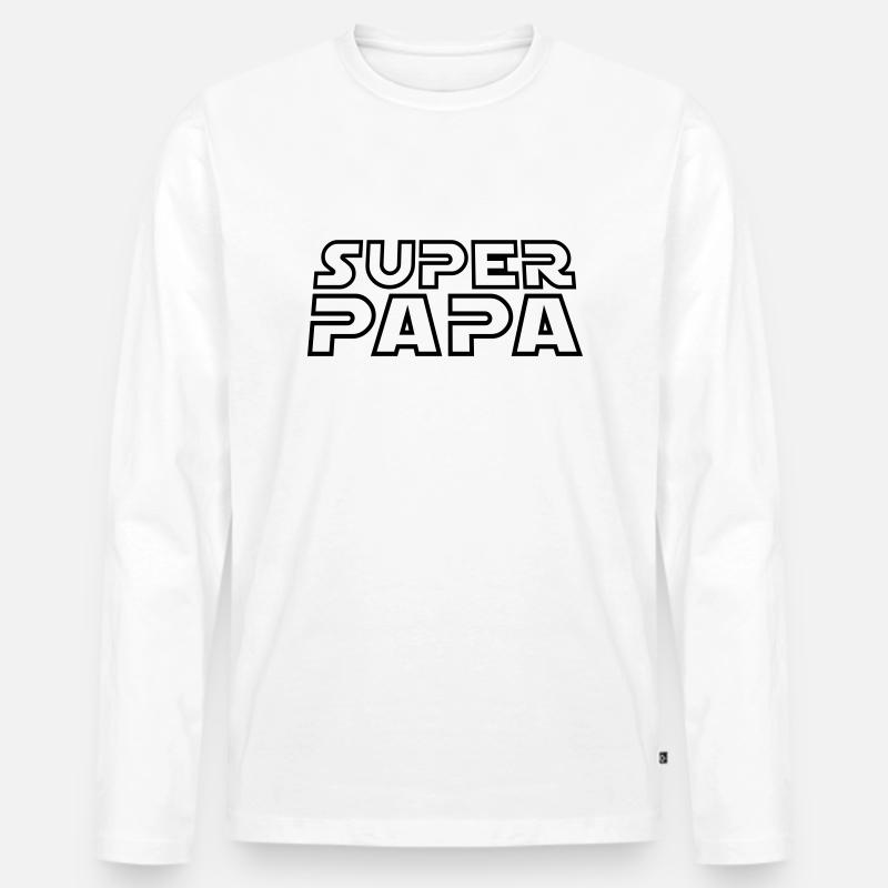 SUPER DAD SWO Design - Männer Premium Bio Langarmshirt - Weiß