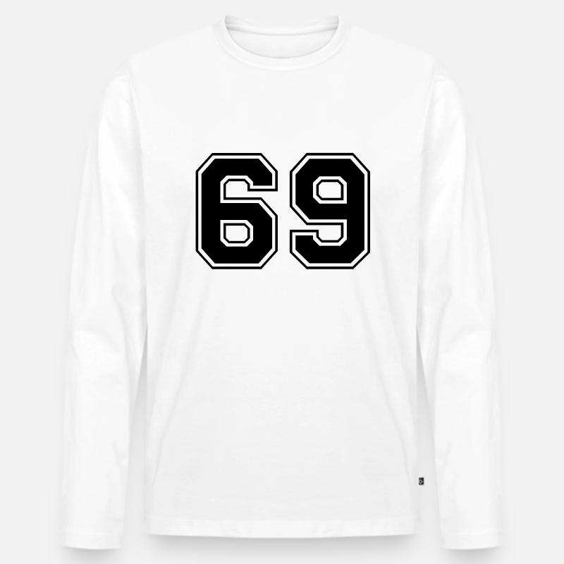 69 - Männer Premium Bio Langarmshirt - Weiß