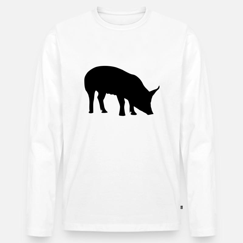 schwarzes Schwein - Männer Premium Bio Langarmshirt - Weiß