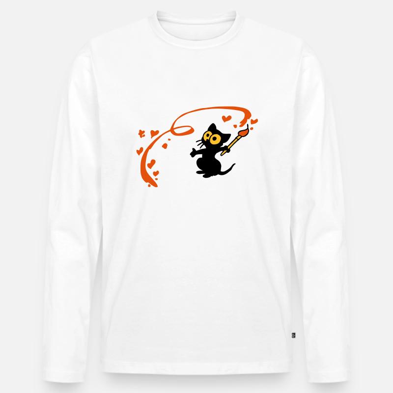 Kitten Malerin Georgia - Männer Premium Bio Langarmshirt - Weiß