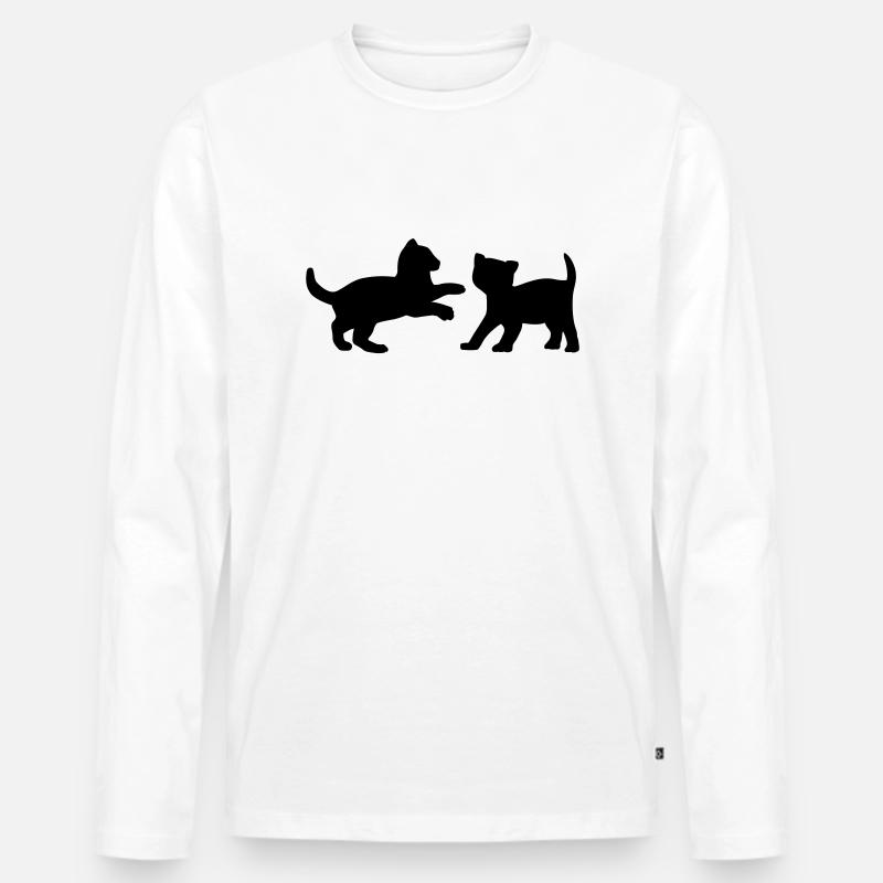 Zwei Kätzchen, die - Männer Premium Bio Langarmshirt - Weiß