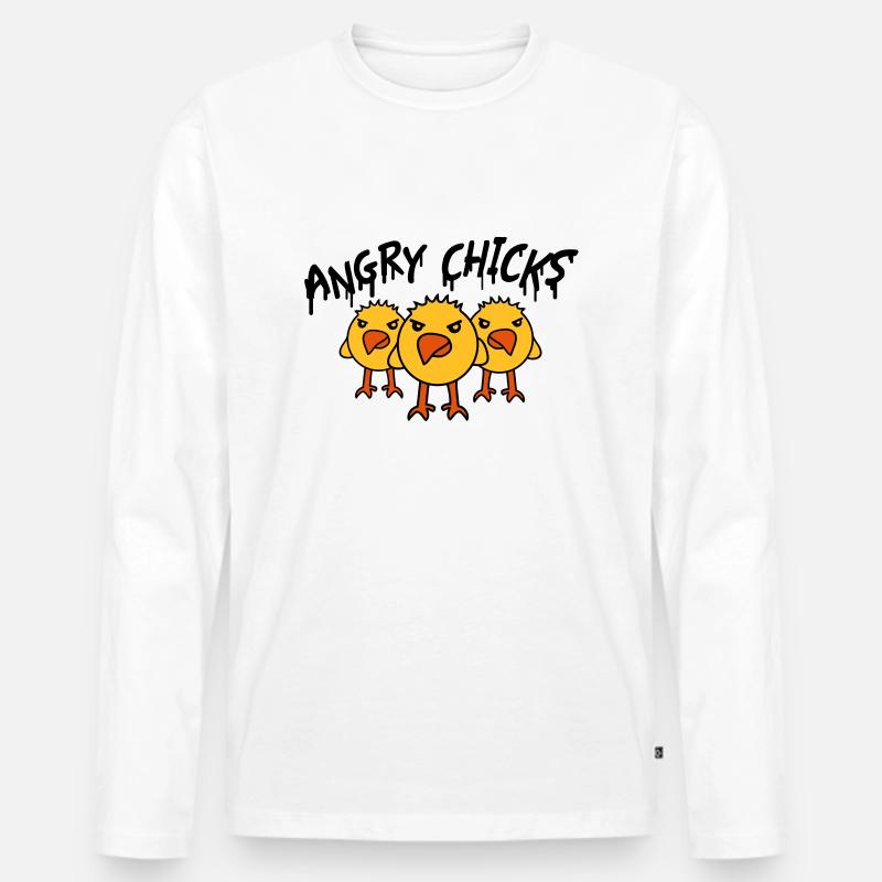 Angry Chicks - Männer Premium Bio Langarmshirt - Weiß