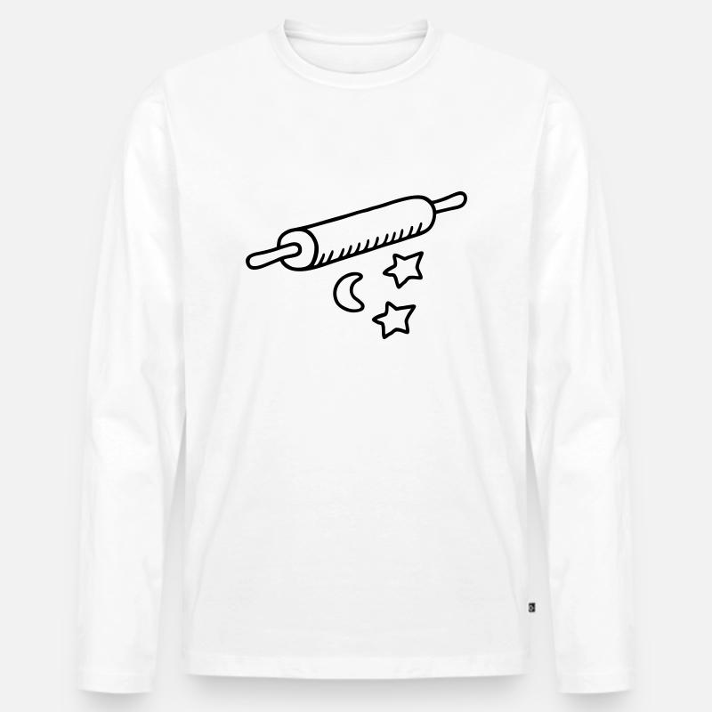 Plätzchen backen - Nudelholz - Männer Premium Bio Langarmshirt - Weiß