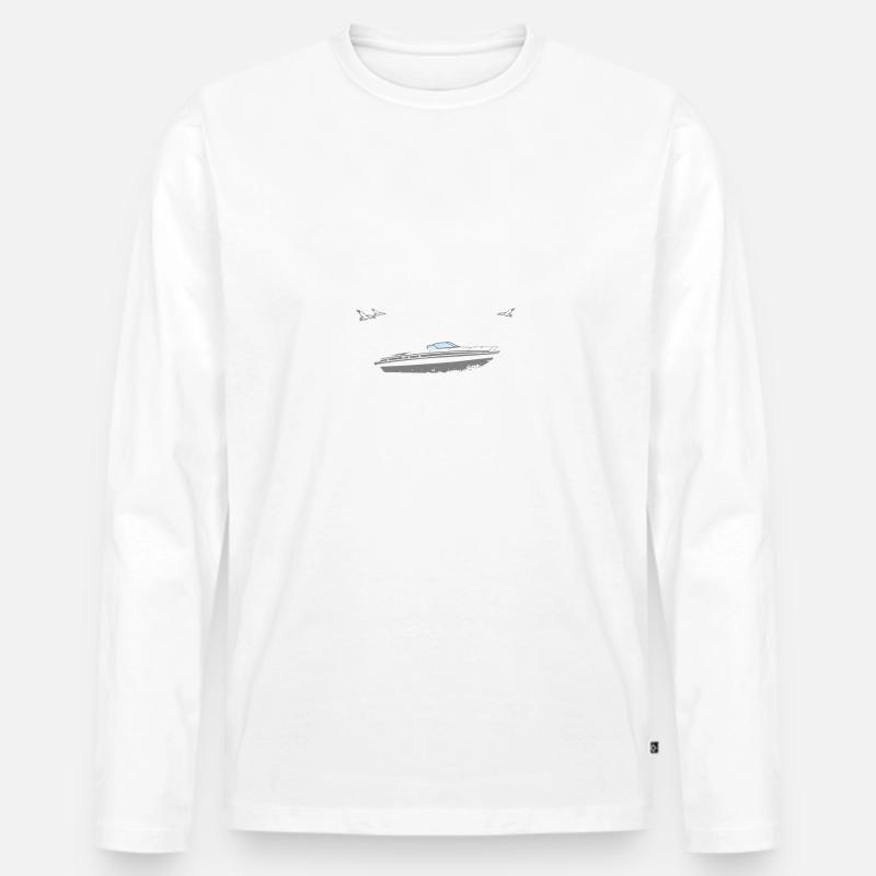 Motorboot - Männer Premium Bio Langarmshirt - Weiß