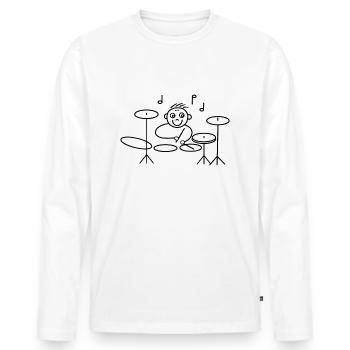 Batteur cool à la batterie - T-shirt manches longues Premium bio Homme - blanc - Devant - Nico (187cm)